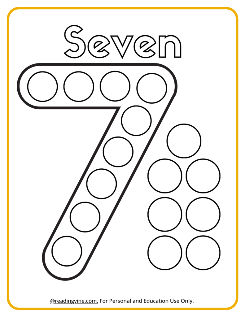 Number Seven Dot Marker Activity