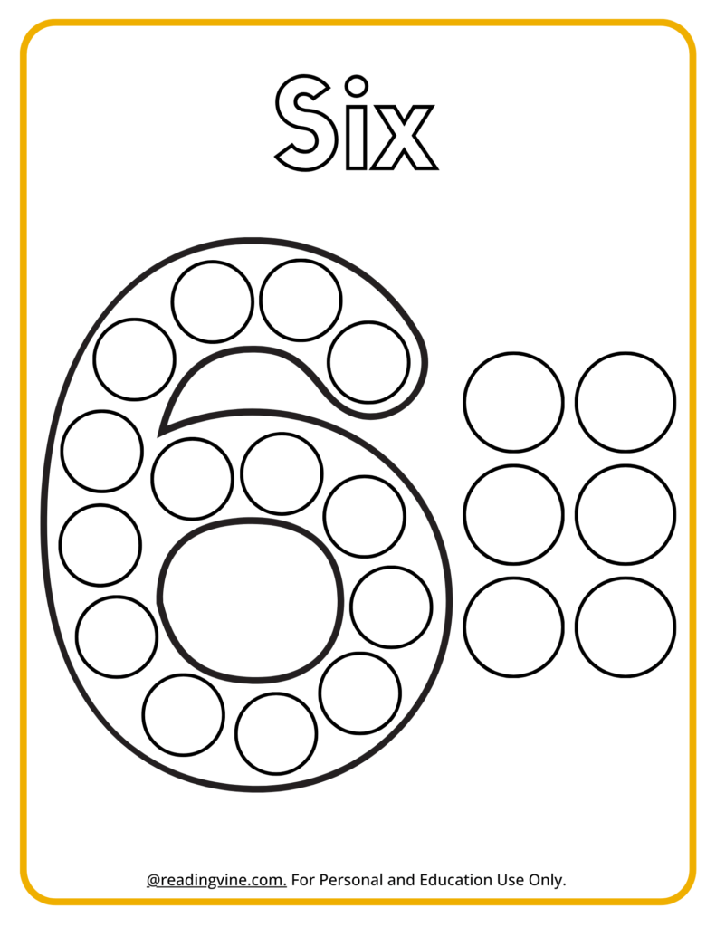 Number Six Dot Marker Activity
