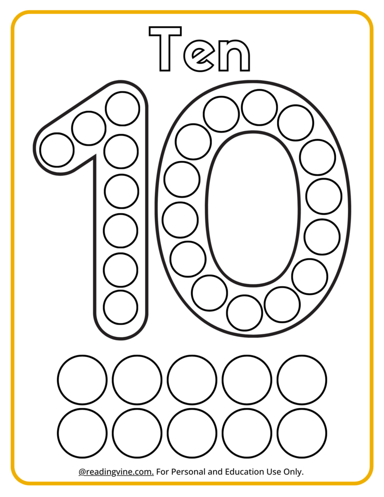 Number Ten Dot Marker Activity