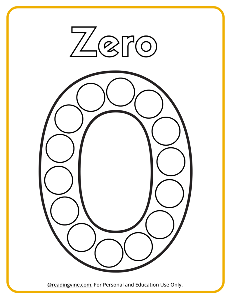 Number Zero Dot Marker Activity
